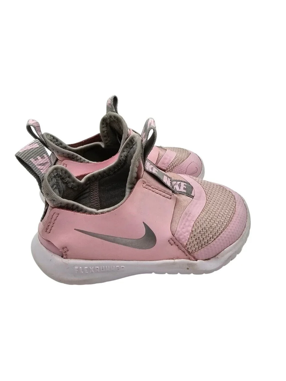 Nike Girls Flex Runner Size 6C Pink Silver Running Shoes Sneakers AT4665-609